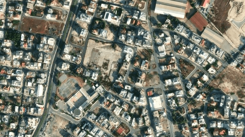Aerial satellite view of Livadia, Larnaca, Cyprus